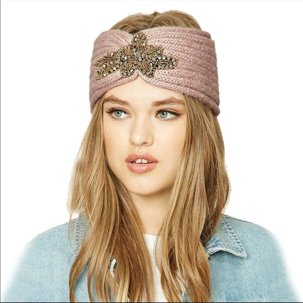 LAST ONE! Cream Knitted Embellished Headband